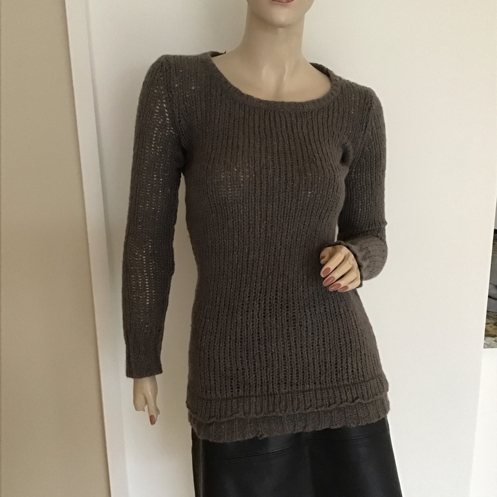 Inhabit Charcoal Gray Chunky Knit Cashmere Silk Blend Sweater P‎ XS 0 2
